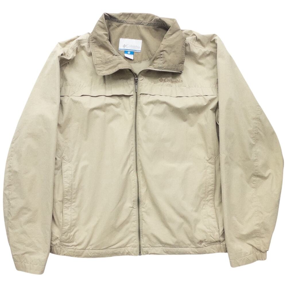Columbia Men's Tan Zip Up Windbreaker Jacket Lightweight Pockets Size Large
